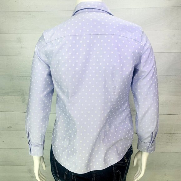 Chicos Womens Dot Jacquard Shirt No Iron Lavender Purple Cotton Size 1 | M - Picture 8 of 15